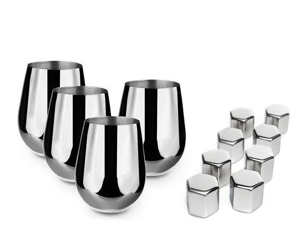 Ensemble de verre - verre en acier inoxydable