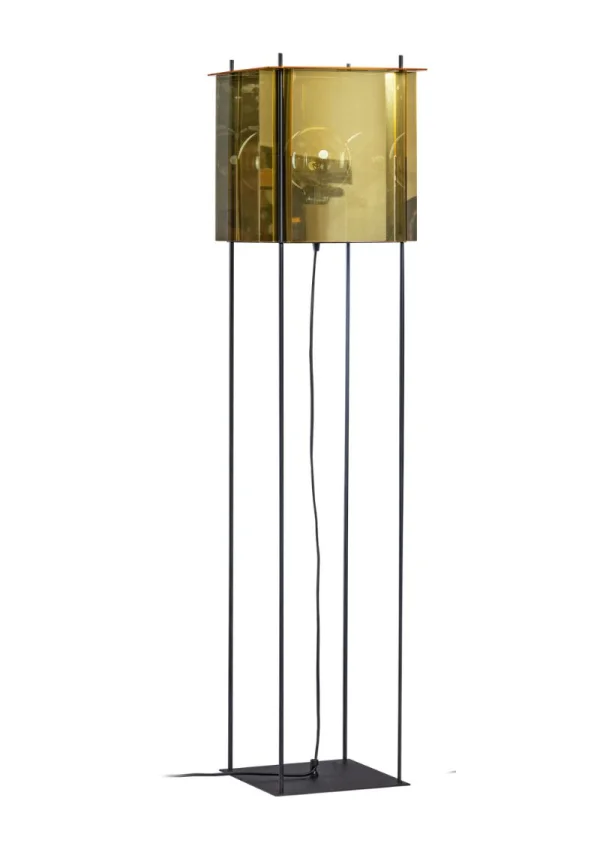 ETH Cube - lampadaire - 30 x 30 x 130 cm - noir et or/argent