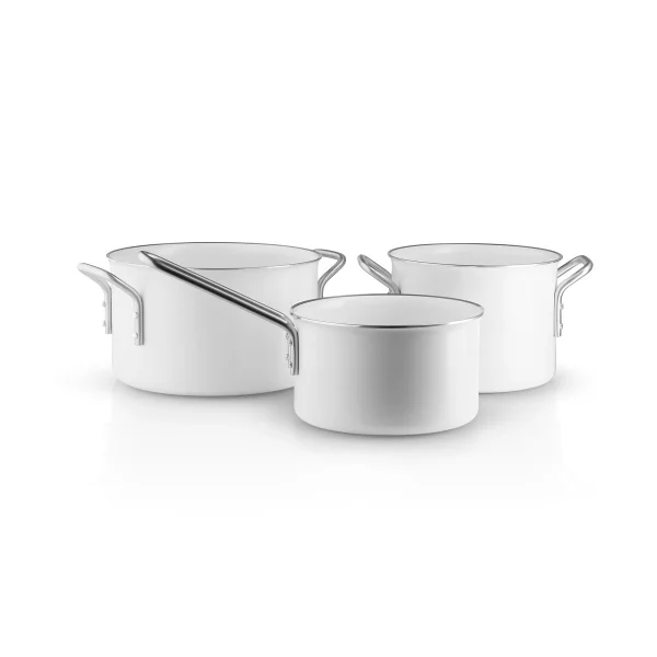 Eva Solo Casseroles en céramique Eva Trio White Line Slip-Let, 3 pièces Acier inoxydable