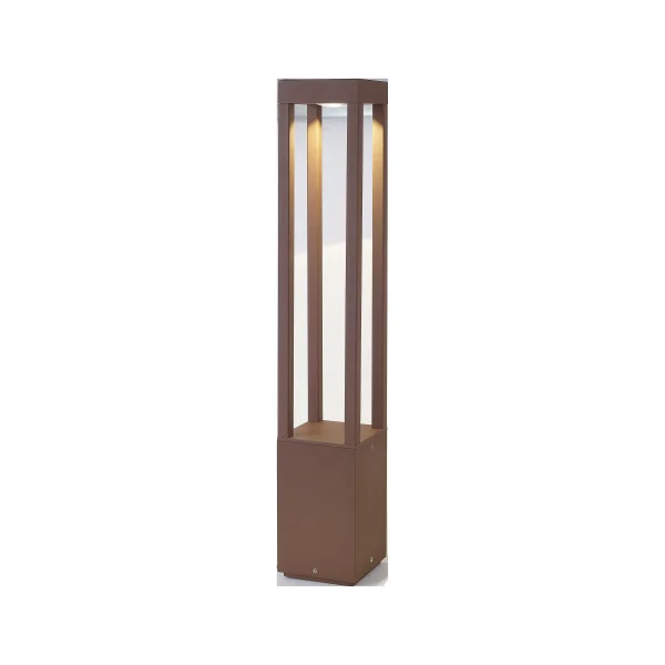 Faro Agra - lampe de jardin - 10,8 x 10,8 x 65 cm - 9W LED inclus - IP55 - brun rouille