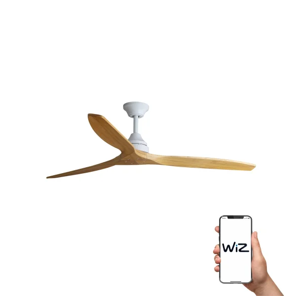 Faro Alo Wiz – ventilateur de plafond intelligent avec télécommande – Ø 152 cm – blanc et brun clair
