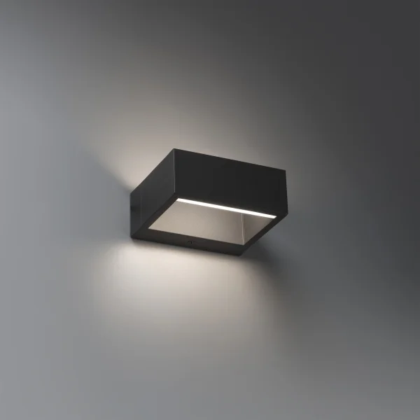 Faro Alp - applique murale - 15 x 13 x 6 cm - 8W LED inclus - IP54 - gris foncé