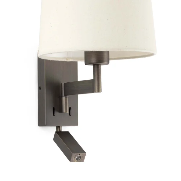 Faro Artis - applique murale avec interrupteur - 21,5 x 19 x 16 cm - 1W LED inclus - beige et bronze
