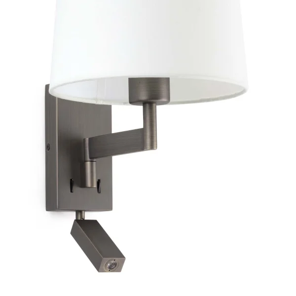 Faro Artis - applique murale avec interrupteur - 21,5 x 19 x 16 cm - 1W LED inclus - blanc et bronze