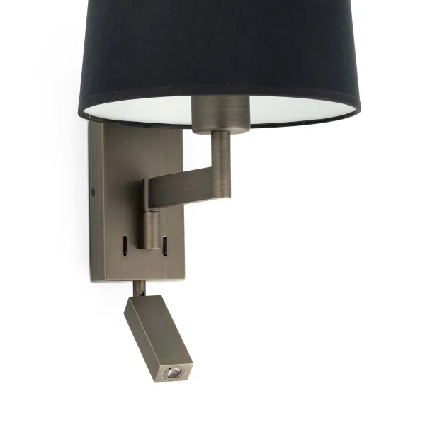 Faro Artis - applique murale avec interrupteur - 21,5 x 19 x 16 cm - 1W LED inclus - noir et bronze