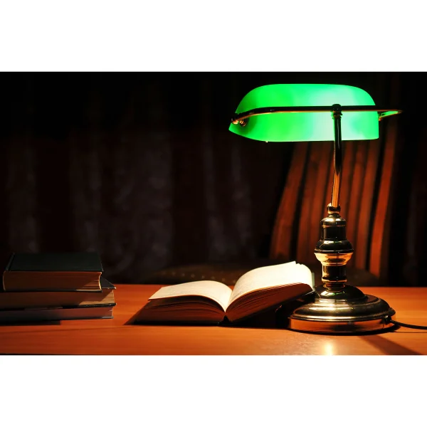 Faro Banker - lampe de bureau - 26 x 20,5 x 37,5 cm - vieil or et vert