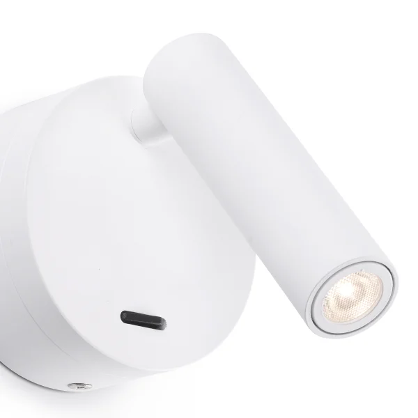 Faro Boc - applique murale avec interrupteur - 8,5 x 11 x 17 cm - 3W LED inclus - blanc mat