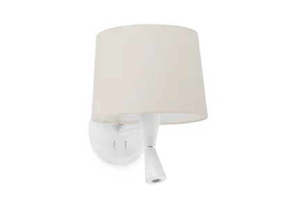 Faro Conga - applique murale - 21,5 x 19 x 17,3 cm - 3W LED inclus - blanc mat et beige