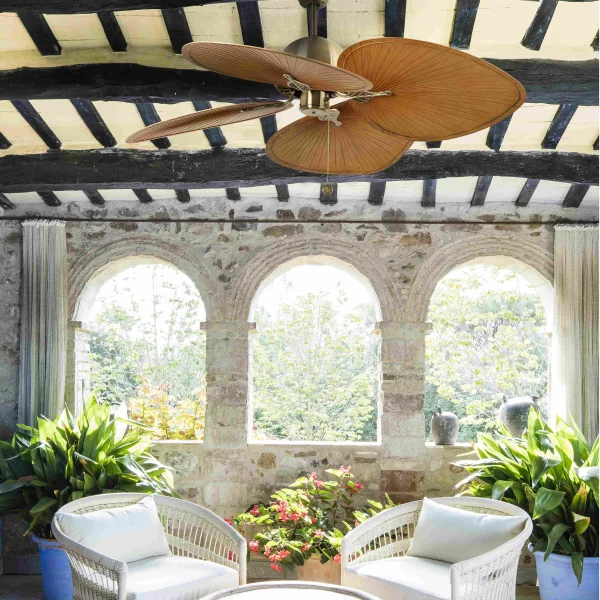 Faro Cuba - ventilateur de plafond avec interrupteur à tirette - Ø 132 cm - brun foncé
