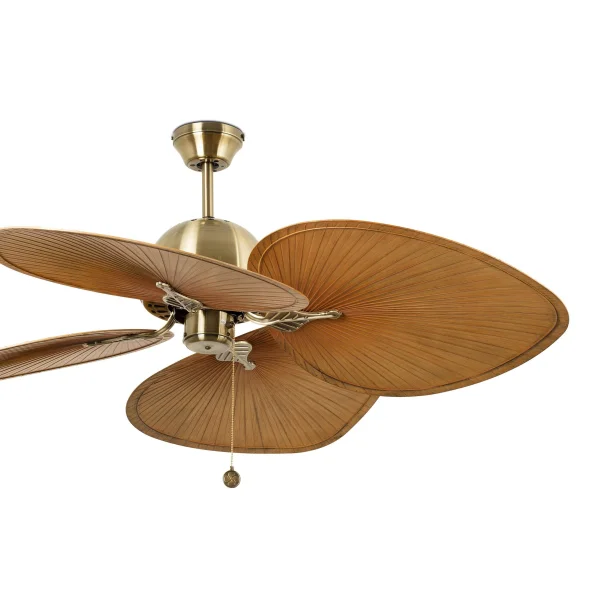 Faro Cuba - ventilateur de plafond avec interrupteur à tirette - Ø 132 cm - laiton antique et marron