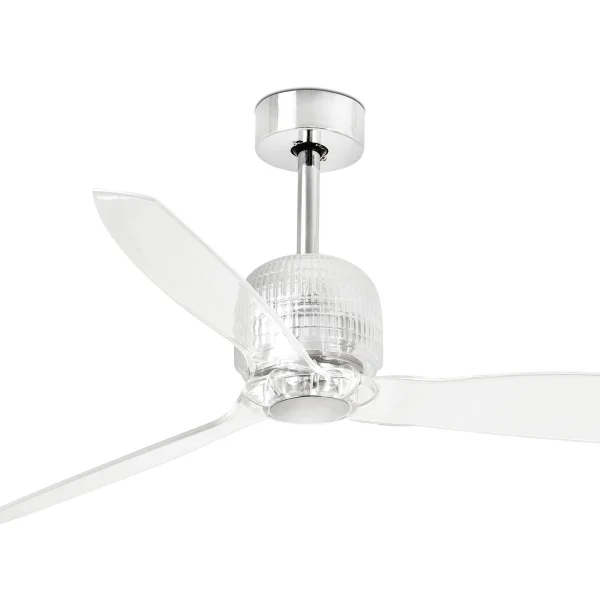 Faro Deco Fan - ventilateur de plafond avec télécommande - Ø 128 cm - chrome et transparent
