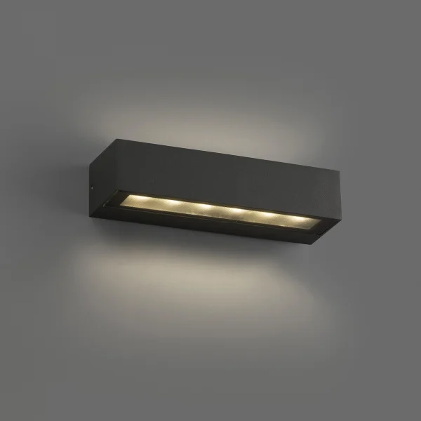 Faro Doro - applique murale - 22 x 7 x 4,8 cm - 13W LED inclus - IP65 - gris foncé