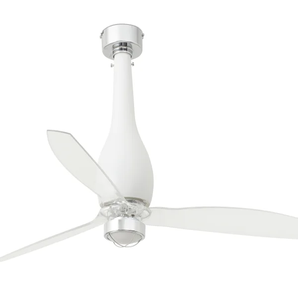 Faro Eterfan - ventilateur de plafond avec lumière et télécommande - Ø 128 cm - 17W LED inclus - blanc mat et transparent