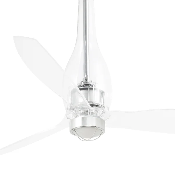 Faro Eterfan - ventilateur de plafond avec lumière et télécommande - Ø 128 cm - 17W LED inclus - chrome et transparent