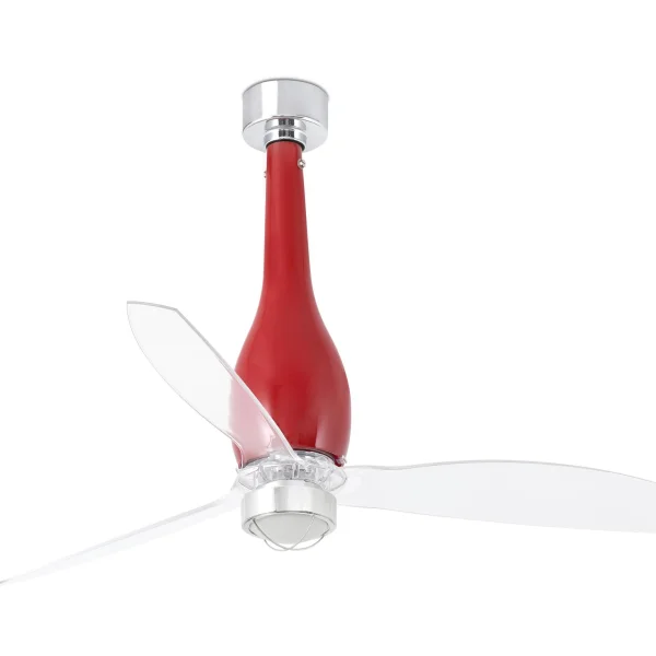 Faro Eterfan - ventilateur de plafond avec lumière et télécommande - Ø 128 cm - 17W LED inclus - rouge et transparent