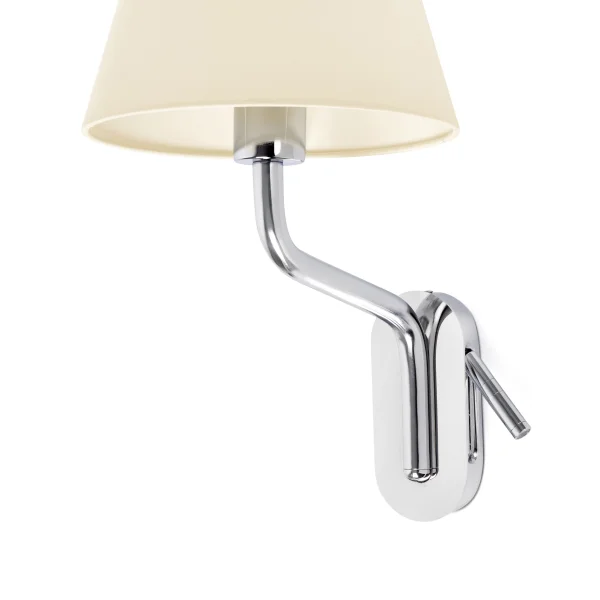 Faro Eterna Left - applique murale - 21,5 x 20 x 16 cm - 1W LED inclus - beige et chrome