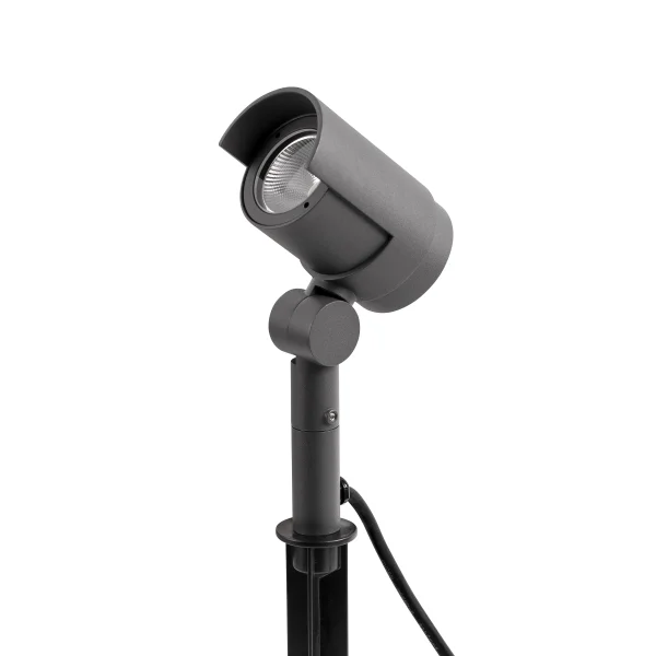 Faro Foc - spot de sol sur piquet - 13 x 10 x 46 cm - 16W LED dimmable inclus - IP65 - gris foncé