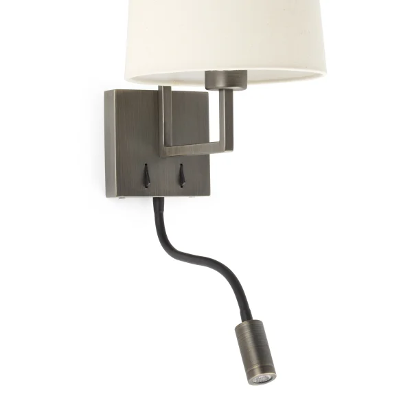 Faro Frame - applique murale avec interrupteur - 21,5 x 28 x 17,6 cm - 3W LED inclus - beige et vieil or
