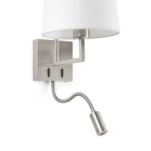 Faro Frame - applique murale avec interrupteur - 21,5 x 28 x 17,6 cm - 3W LED inclus - blanc et nickel mat