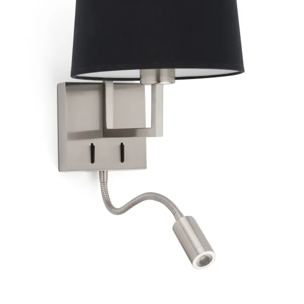 Faro Frame - applique murale avec interrupteur - 21,5 x 28 x 17,6 cm - 3W LED inclus - noir et nickel mat