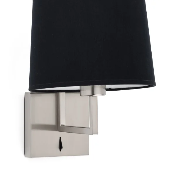 Faro Frame - applique murale avec interrupteur - 21,5 x 28 x 17,6 cm - noir et nickel mat