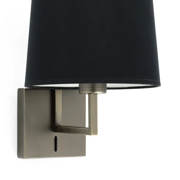 Faro Frame - applique murale avec interrupteur - 21,5 x 28 x 17,6 cm - noir et vieil or