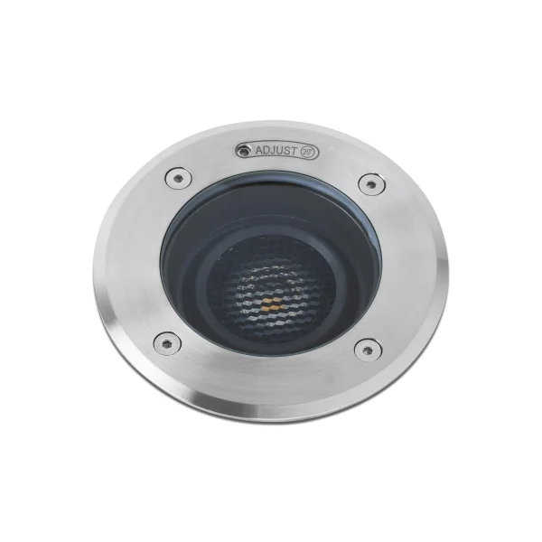 Faro Geiser Orientable - spot rond pour l'extérieur - Ø 180 mm, Ø 165 mm à encastrer - 15W LED inclus - IP67 - acier inoxydable satiné - 10 degrés