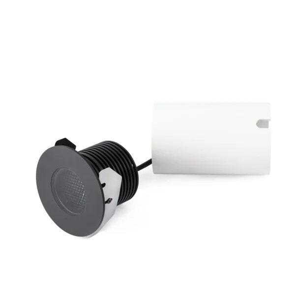 Faro Grund - spot rond pour l'extérieur - Ø 80 mm, Ø 60 mm à encastrer - 7W LED inclus - IP67 - noir - couleur de lumière blanc chaud (3000K)