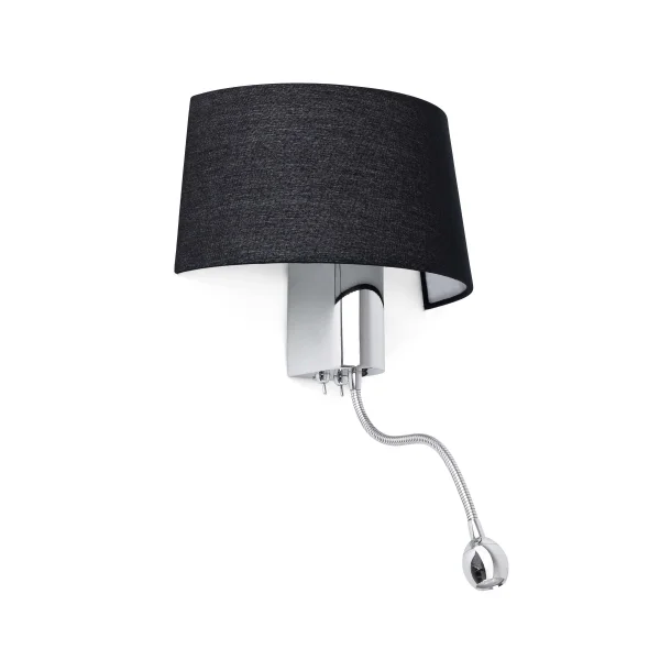 Faro Hotel - applique murale avec interrupteur - 28,5 x 27 x 50 cm - 1W LED inclus - noir et chrome