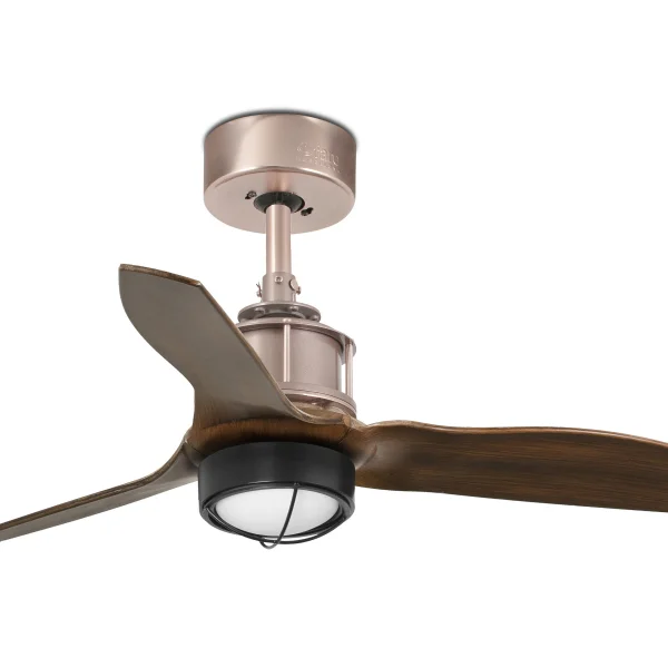 Faro Just Fan XS - ventilateur de plafond avec lumière et télécommande - Ø 81 cm - 17W LED inclus - brun foncé et cuivre