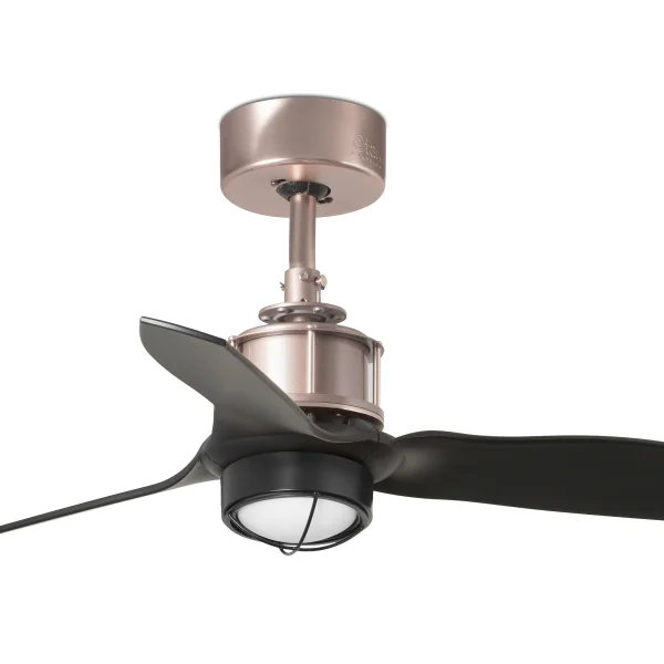 Faro Just Fan XS - ventilateur de plafond avec lumière et télécommande - Ø 81 cm - 17W LED inclus - noir mat et cuivre