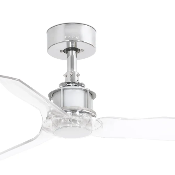 Faro Just Fan XS - ventilateur de plafond avec télécommande - Ø 81 cm - chromé et transparent