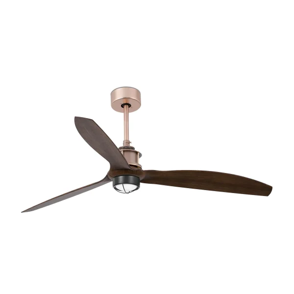 Faro Justfan - ventilateur de plafond avec lumière et télécommande - Ø 128 cm - 17W LED inclus - brun foncé et cuivre
