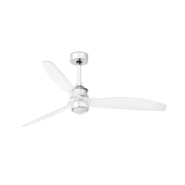 Faro Justfan - ventilateur de plafond avec lumière et télécommande - Ø 128 cm - 17W LED inclus - chrome et transparent