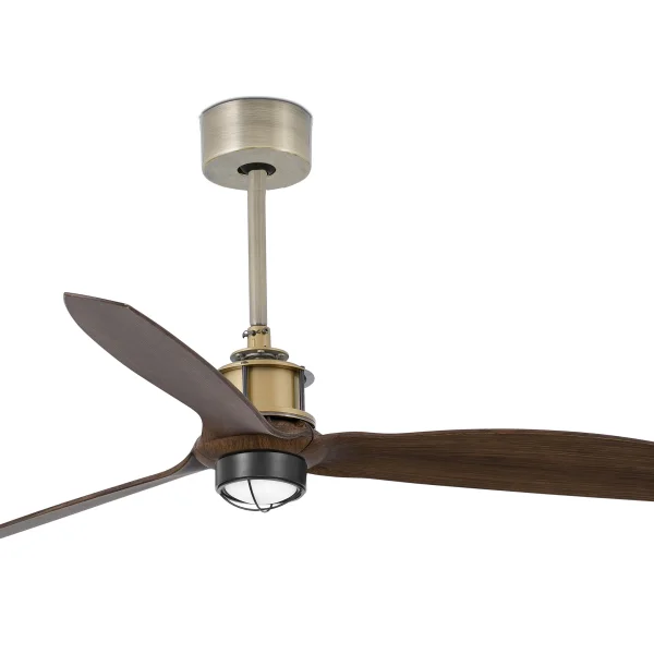 Faro Justfan - ventilateur de plafond avec lumière et télécommande - Ø 128 cm - 17W LED inclus - laiton antique et marron foncé