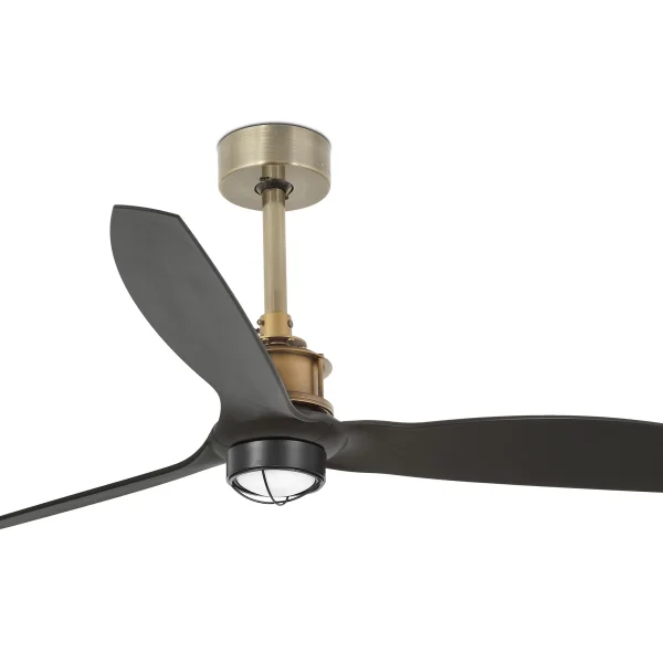 Faro Justfan - ventilateur de plafond avec lumière et télécommande - Ø 128 cm - 17W LED inclus - noir mat et laiton antique