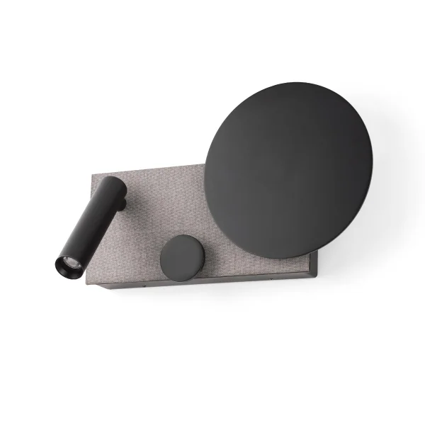 Faro Klee - applique murale avec liseuse - 27 x 16 x 3 cm - 10W LED dimmable inclus - noir & gris