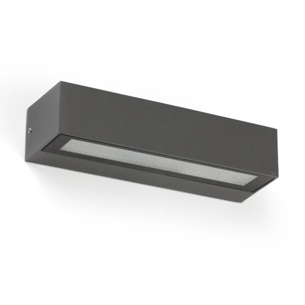 Faro Lako - applique murale - 22 x 7 x 4,8 cm - 8W LED inclus - IP65 - gris foncé