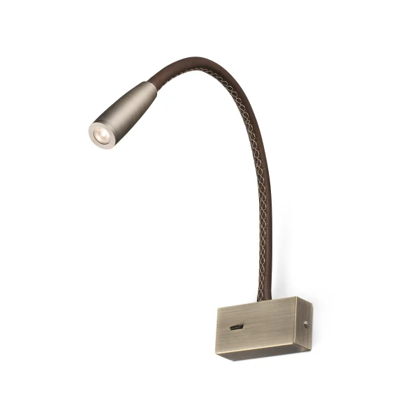 Faro Lead - applique murale avec interrupteur - 40 x 5 cm - 3W LED inclus - bronze et brun