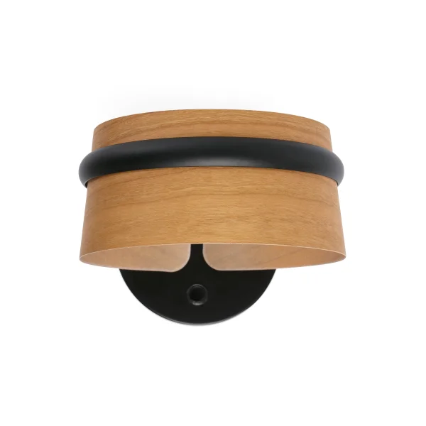 Faro Loop - applique murale - 19 x 24 x 13 cm - 6W LED dimmable inclus - marron et noir - Bois de cerisier