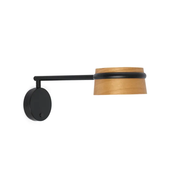 Faro Loop - applique murale - 19 x 50 x 32 cm - 6W LED dimmable inclus - brun et noir - Cerisier