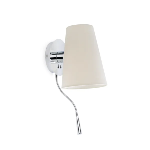 Faro Lupe - applique murale avec interrupteur - 10 x 25 x 42 cm - 1W LED inclus - beige et chrome