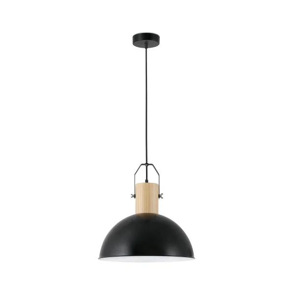 Faro Margot - lampe suspendue - Ø 41,5 x 20 cm - noir mat et marron clair