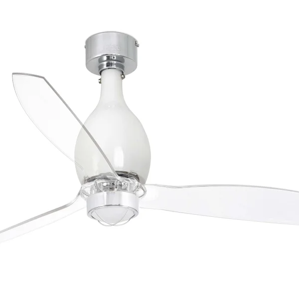 Faro Mini Eterfan - ventilateur de plafond avec lumière et télécommande - Ø 128 cm - 17W LED inclus - blanc et transparent