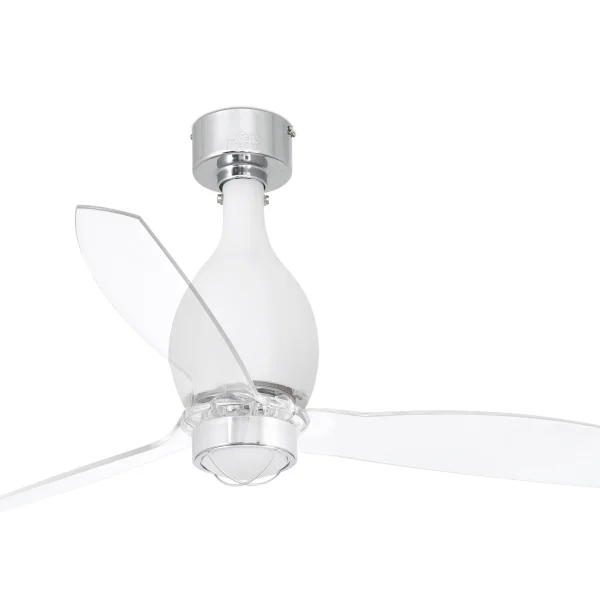 Faro Mini Eterfan - ventilateur de plafond avec lumière et télécommande - Ø 128 cm - 17W LED inclus - blanc mat et transparent