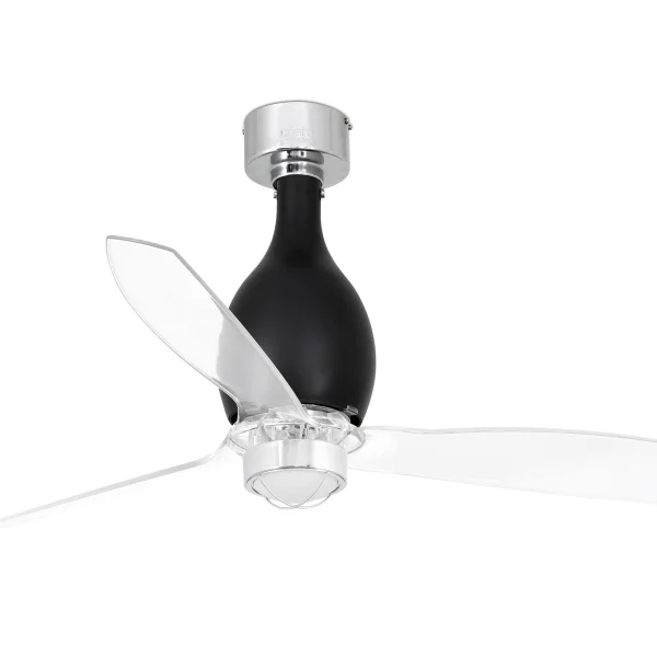 Faro Mini Eterfan - ventilateur de plafond avec lumière et télécommande - Ø 128 cm - 17W LED inclus - noir et transparent