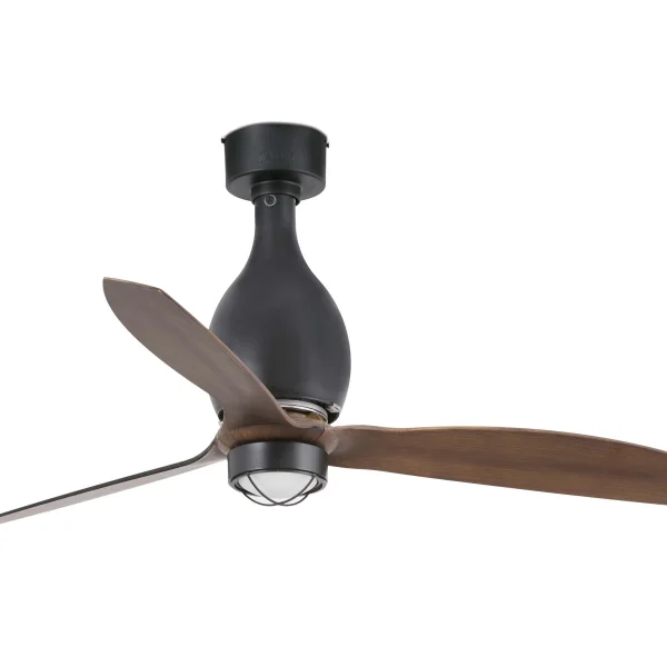 Faro Mini Eterfan - ventilateur de plafond avec lumière et télécommande - Ø 128 cm - 17W LED inclus - noir mat et marron foncé