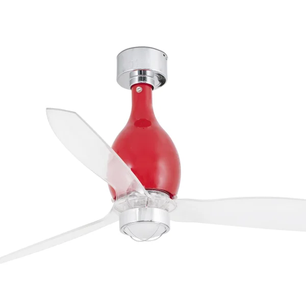 Faro Mini Eterfan - ventilateur de plafond avec lumière et télécommande - Ø 128 cm - 17W LED inclus - rouge et transparent