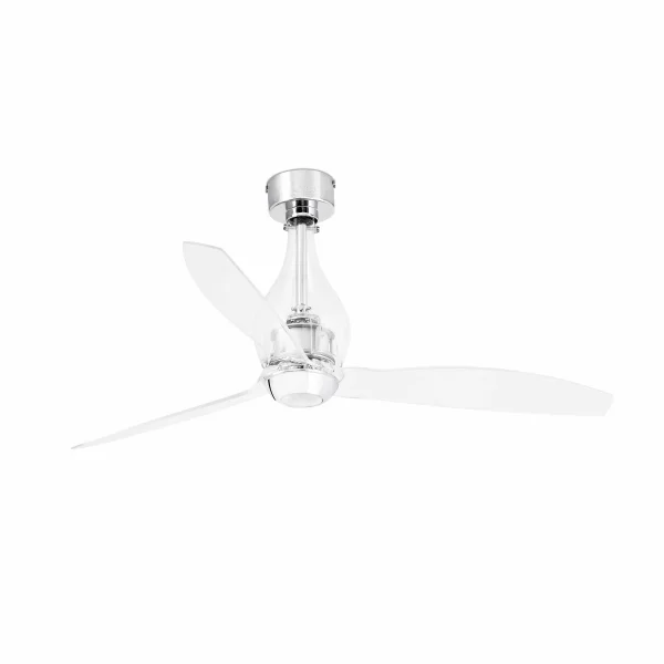 Faro Mini Eterfan - ventilateur de plafond avec télécommande - Ø 128 cm - chrome et transparent