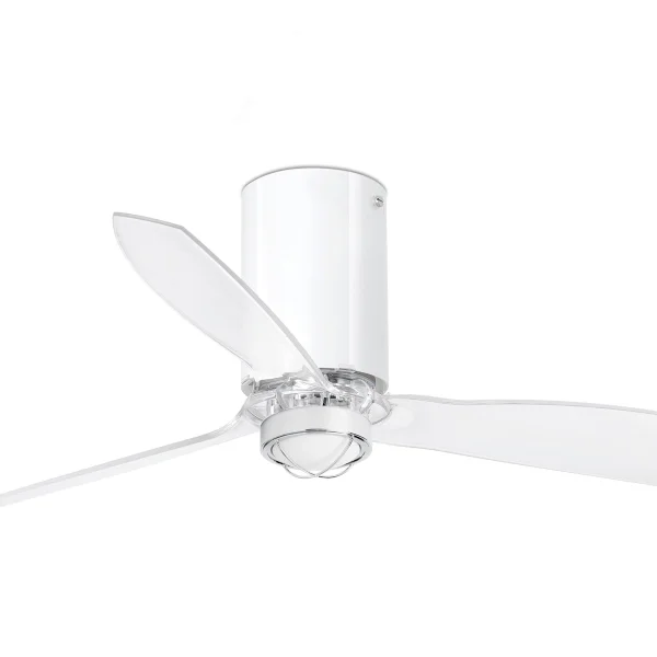 Faro Mini Tube - ventilateur de plafond avec lumière et télécommande - Ø 128 cm - 17W LED inclus - blanc et transparent